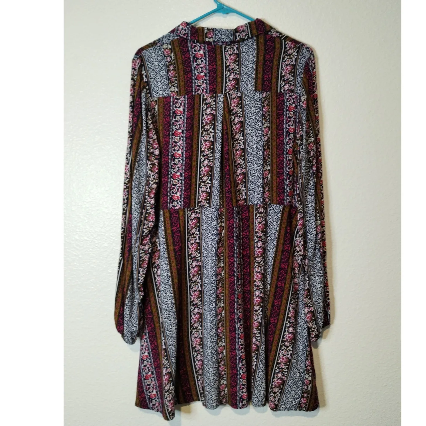 Natural Life Size M Ansley Woven Tunic Shirt Dress Multicolor Mixed Print Stripe - Image 4