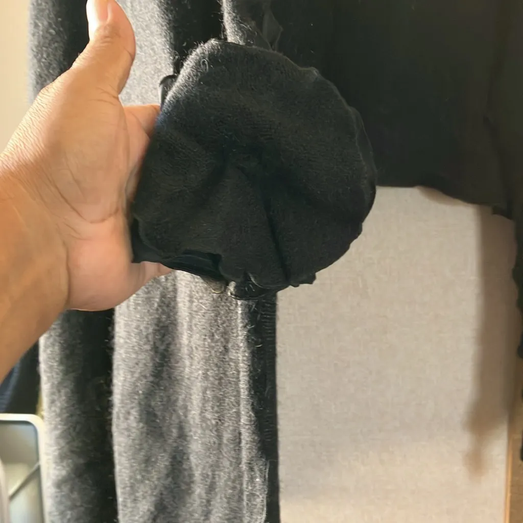 FINAL MARKDOWN Saldarini Black Mohair Blend wrap with floral accent - Image 3