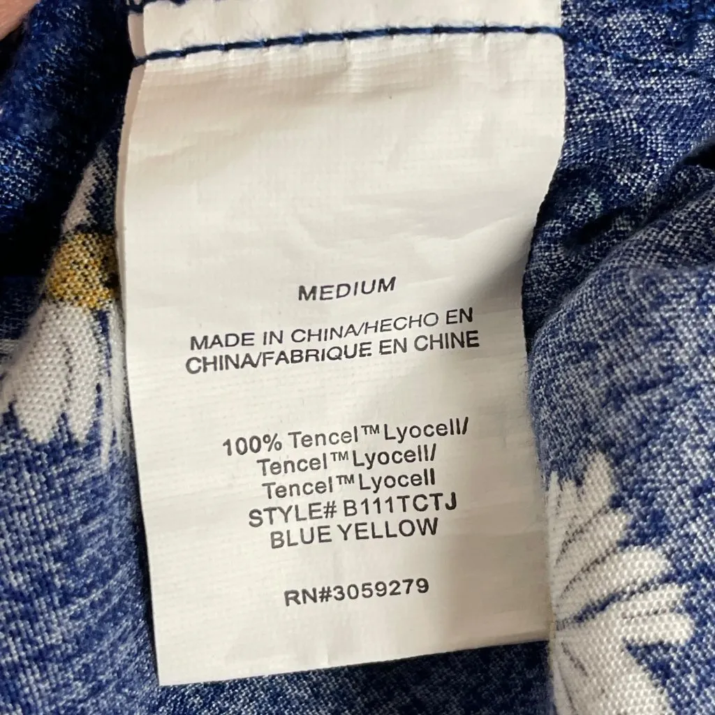 Thread + Supply Shorts Daisy Print Floral Navy Blue Elastic Waistband Sz Medium - Image 10