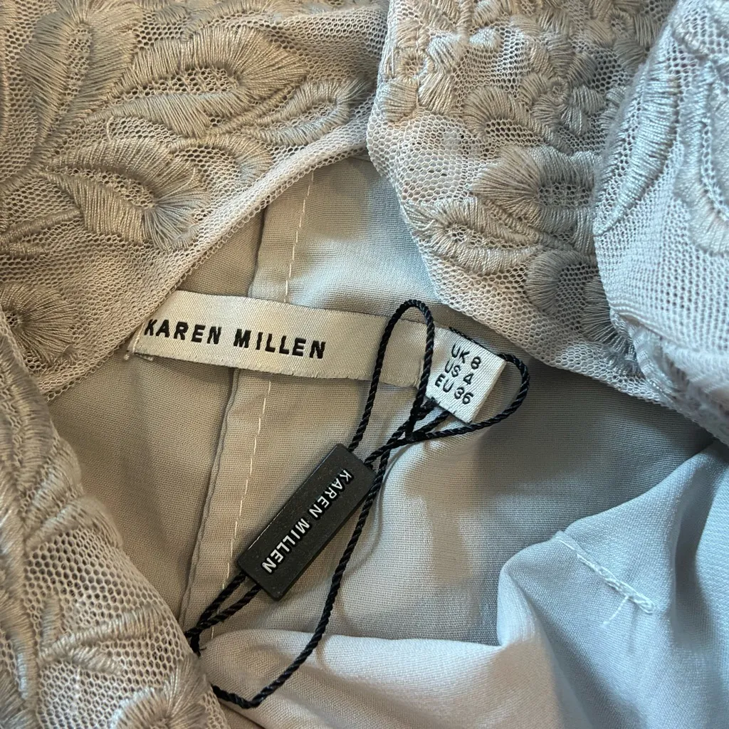 NEW Karen Millen Mesh Lace 3/4 Sleeve Pencil Sheath Dress Mother Size 4 - Image 7