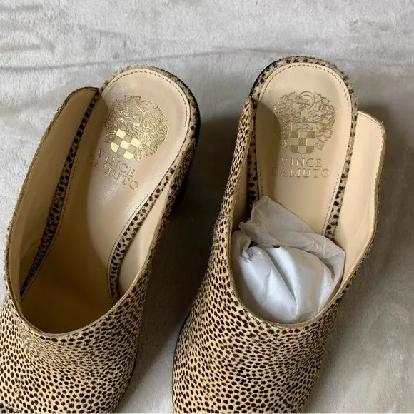 Vince Camuto Mesella Natural Spotted Calf Hair Mules Size 9.5 - Image 5