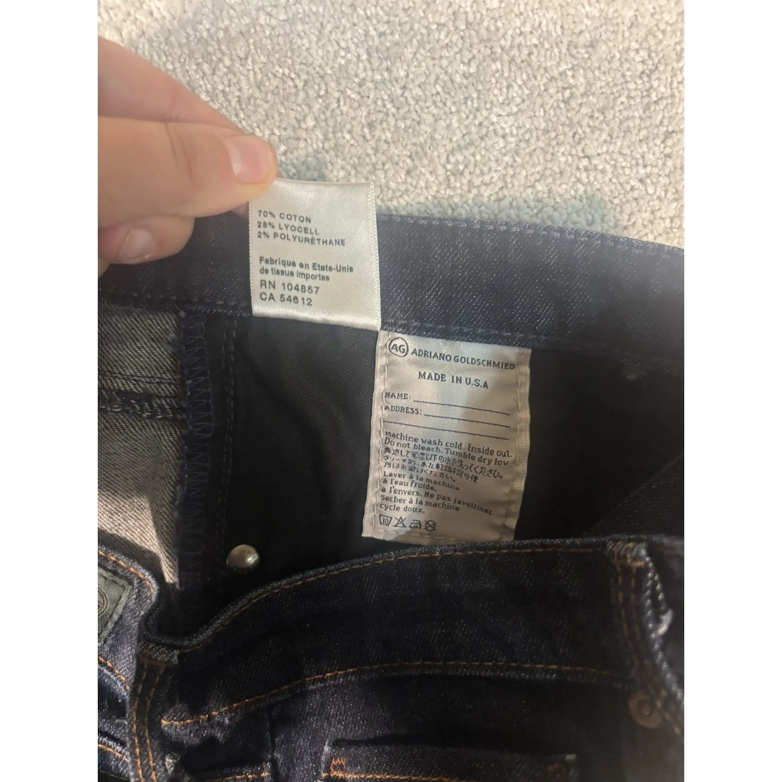 adriano goldschmied jeans stevie slim straight 29r‎ raw hem Dark Wash Mid Rise - Image 7