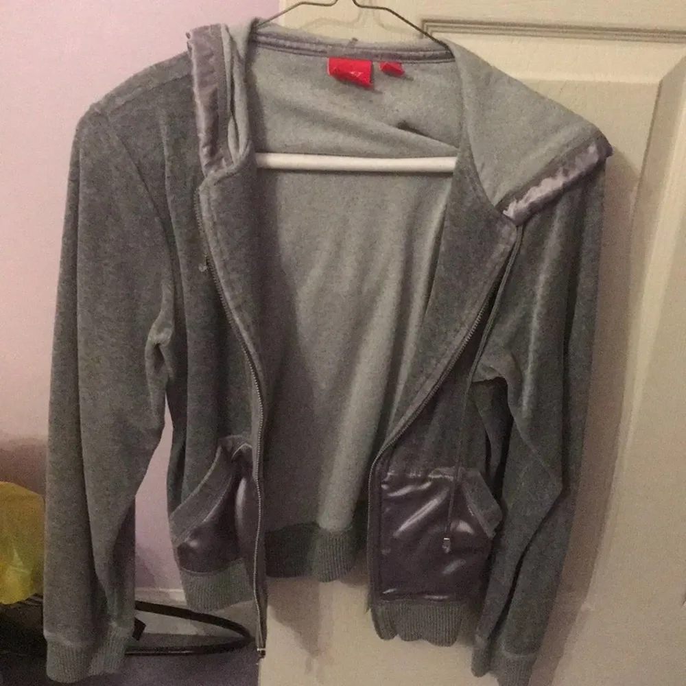Anne Klein velvet zip up gray size Small - Image 2