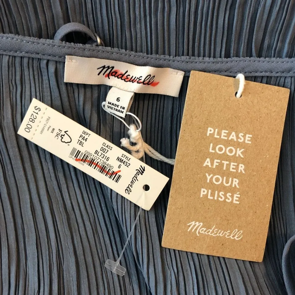 Madewell Womens The Goldie Dress in Plissé Column Midi Teapot Blue 6 - Image 6