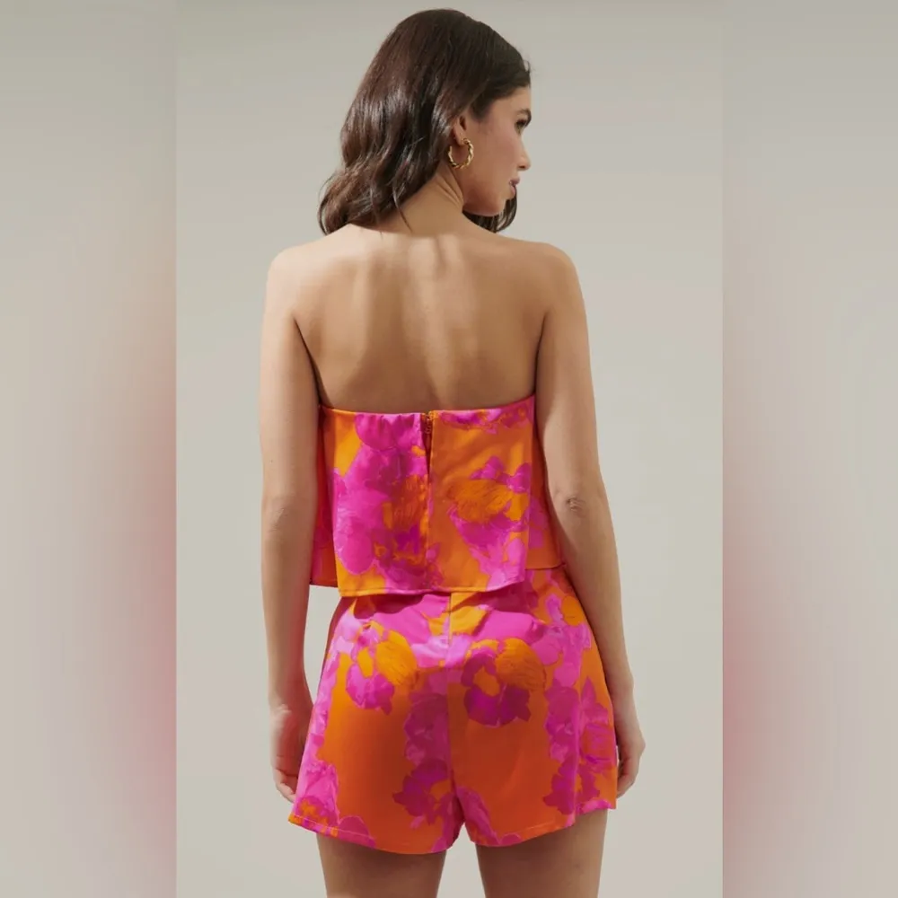 Shiny pink mai tai Barbie strapless romper - Image 4