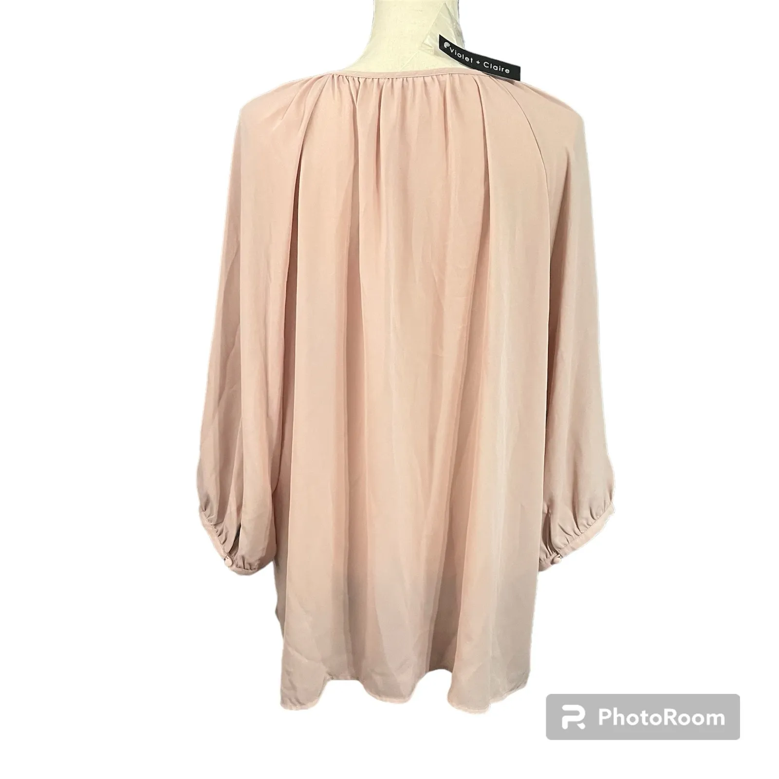 Violet + Claire NEW Women's Peach Pink Flowy Sheer Career Wear Blouse Sz 2X - Image 2