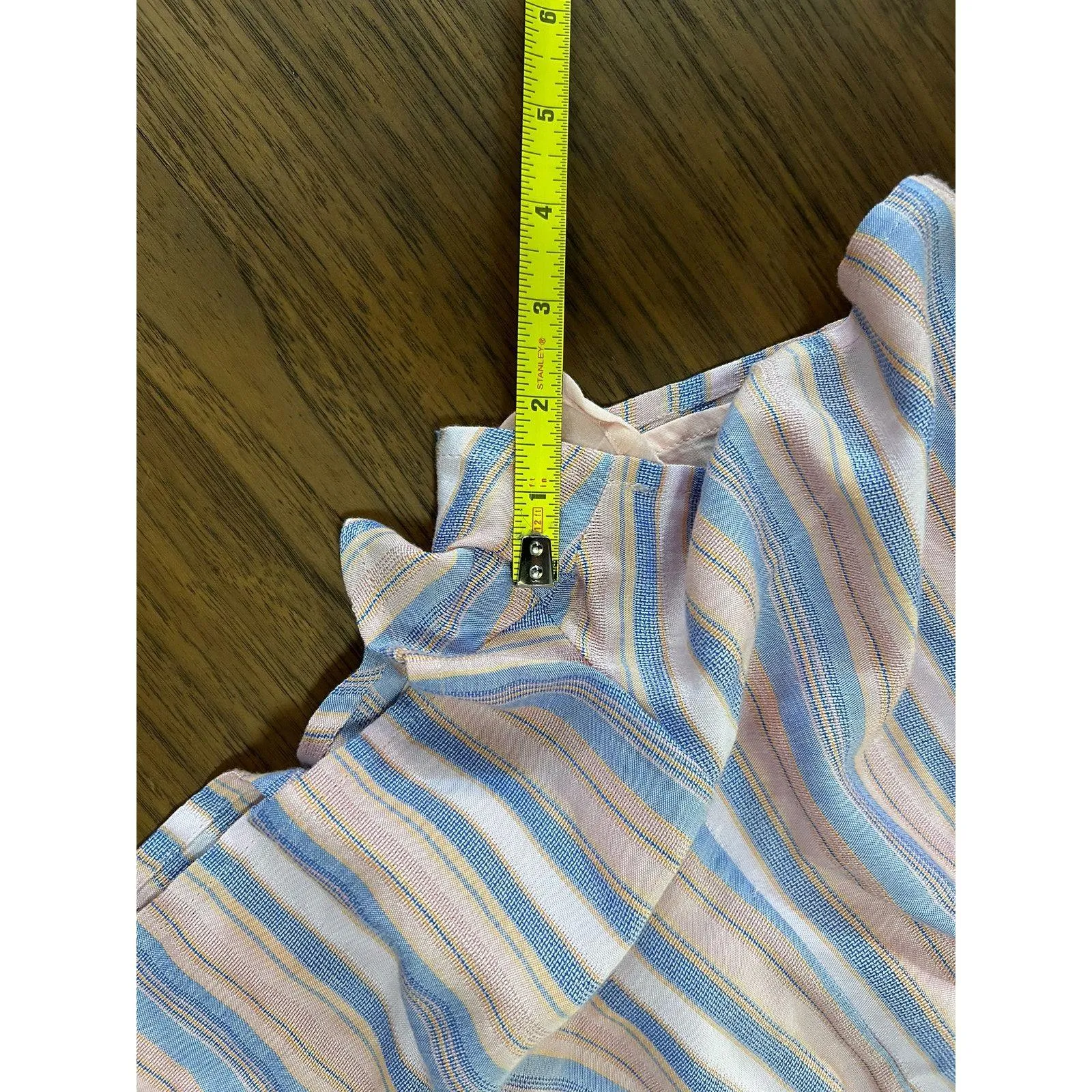 PAIGE Aubrie Stripe Self-Tie Waist Romper in Afterglow Multi Size L *No Belt* - Image 6