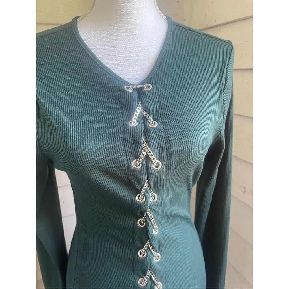 NWT Shane Justin Green Chain Lace Up mini Dress 2XL Party Size undefined - Image 12