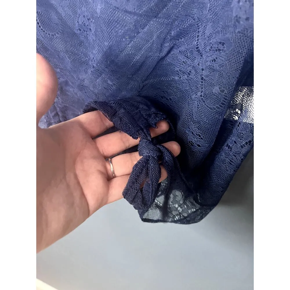 New Diabless Sheer Swimsuit Cover up Women's Size Med/Large Lace Feminine Fitted Blue - Image 3