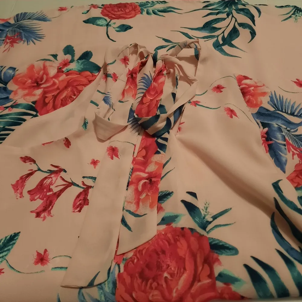 Gibson Naples Dress Women's Large Pink Floral Sleeveless Halter Neck - Image 7