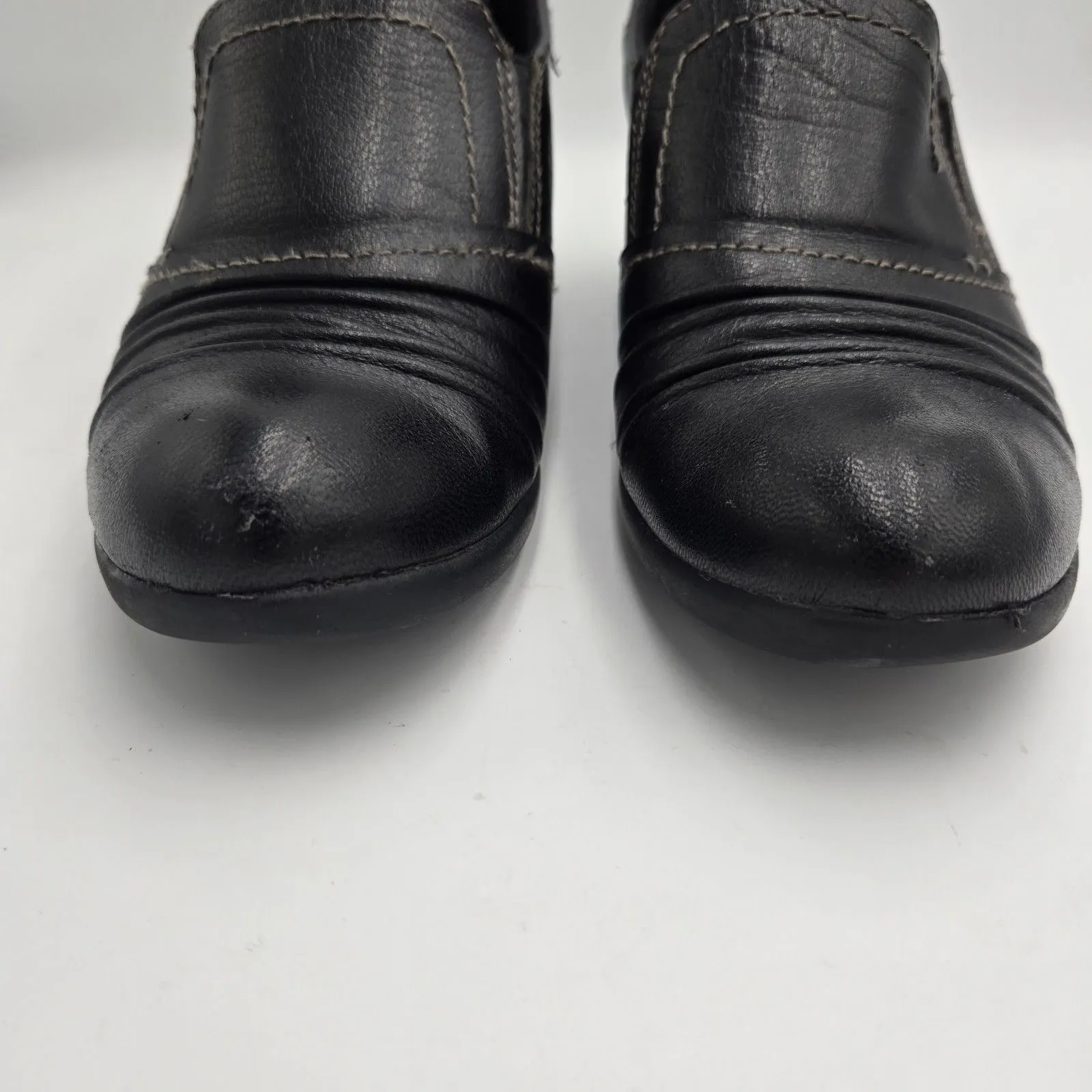 Earth Origins Women Loafers Leather Black SlipOn Sz 8.5 M Derby Shoes Block Heel - Image 16