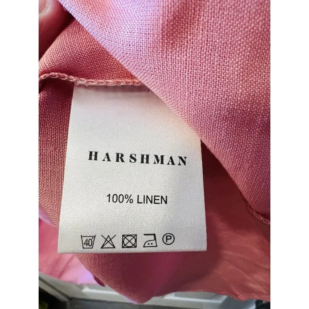 Harshman Anthropologie Pink 100% Linen V - Image 5