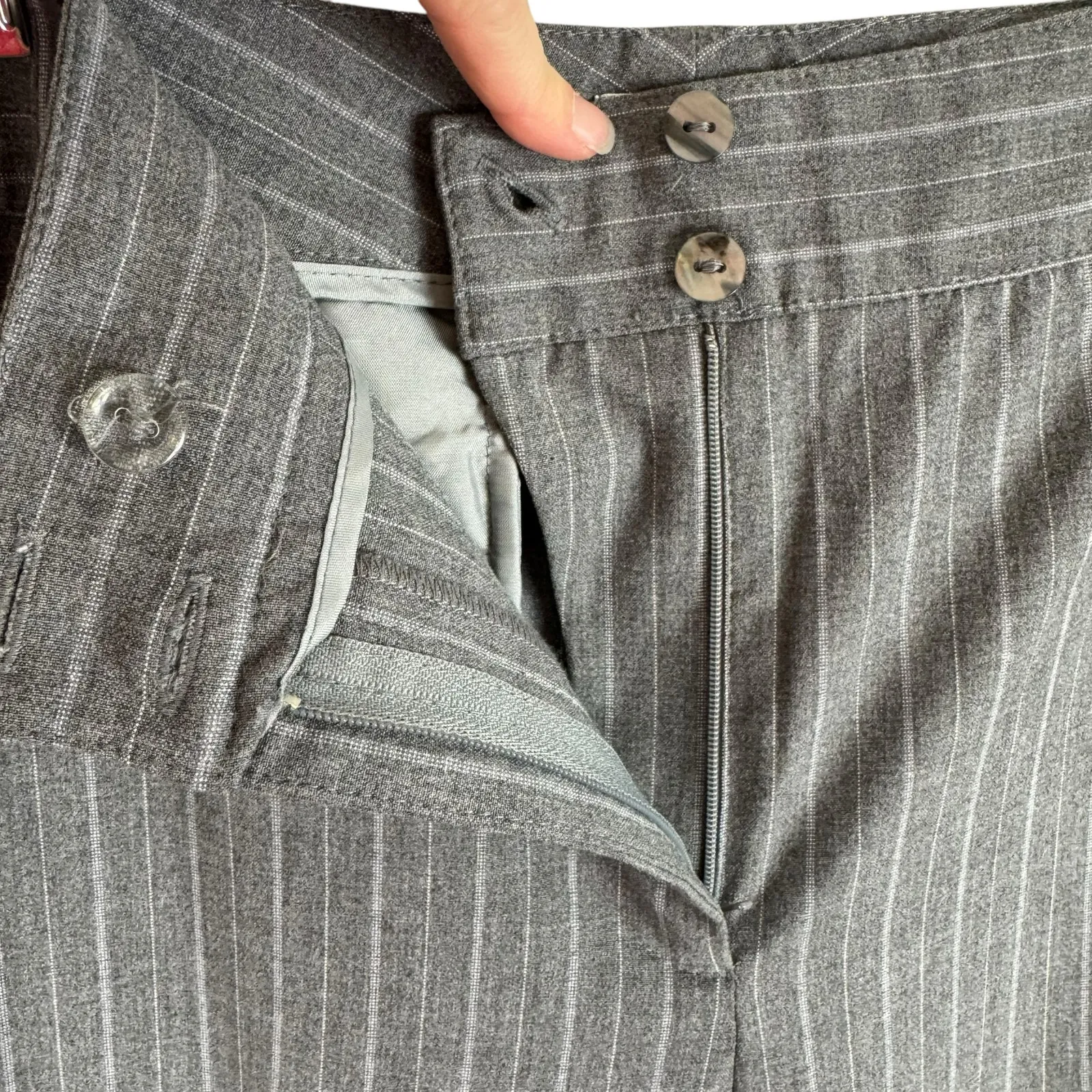 Chico's Gray Pinstriped Boot Cut Dress Pants‎ 14 - Image 3