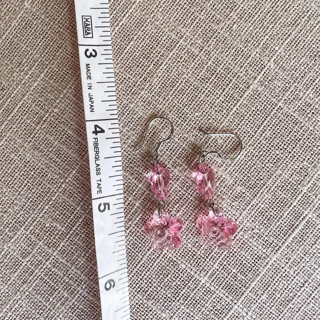 Clear Pink Cherry Blossom Earrings - Image 3
