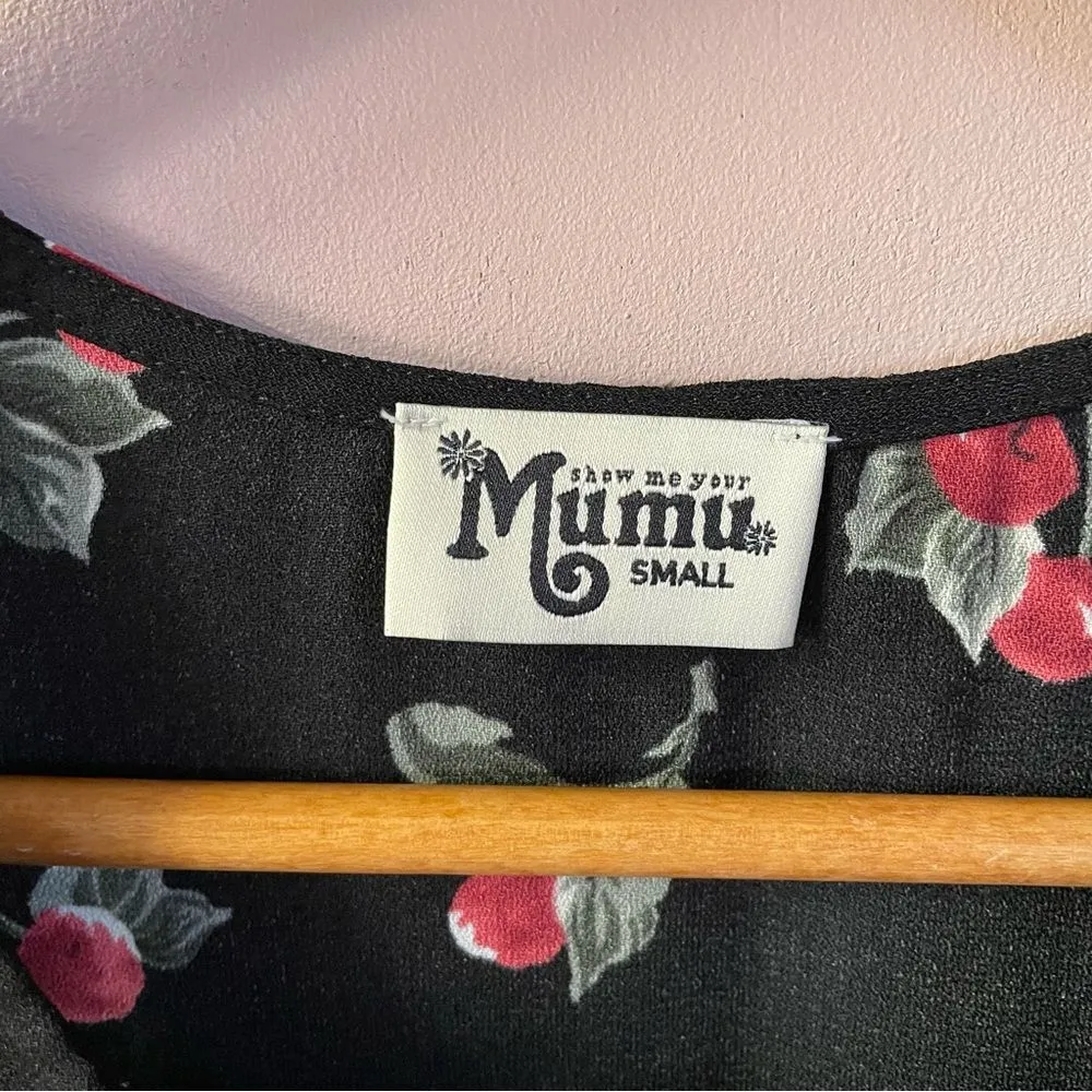 Show Me Your MuMu Rancho Mirage Black Cherry Print Mini Dress Size S NWT - Image 5