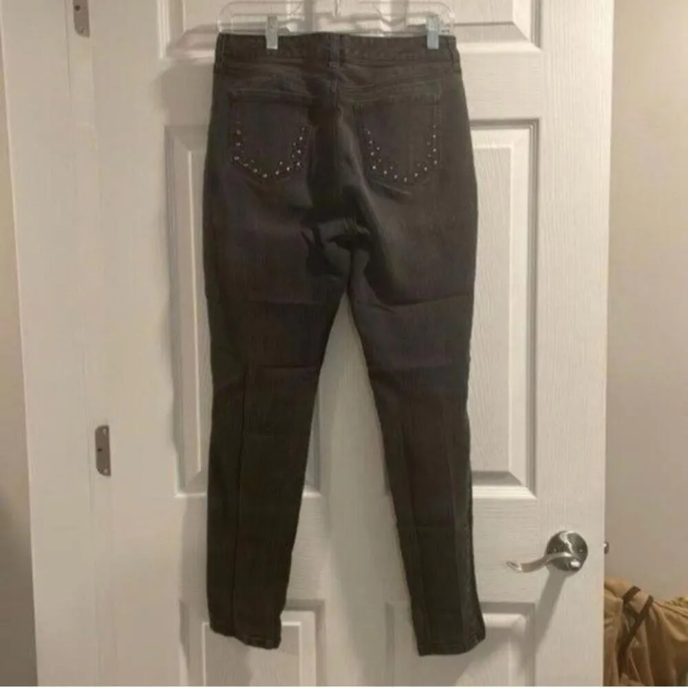 Style & Co. Denim Skinny Leg Dark Grey Skinny Jeans Embellished - Image 6