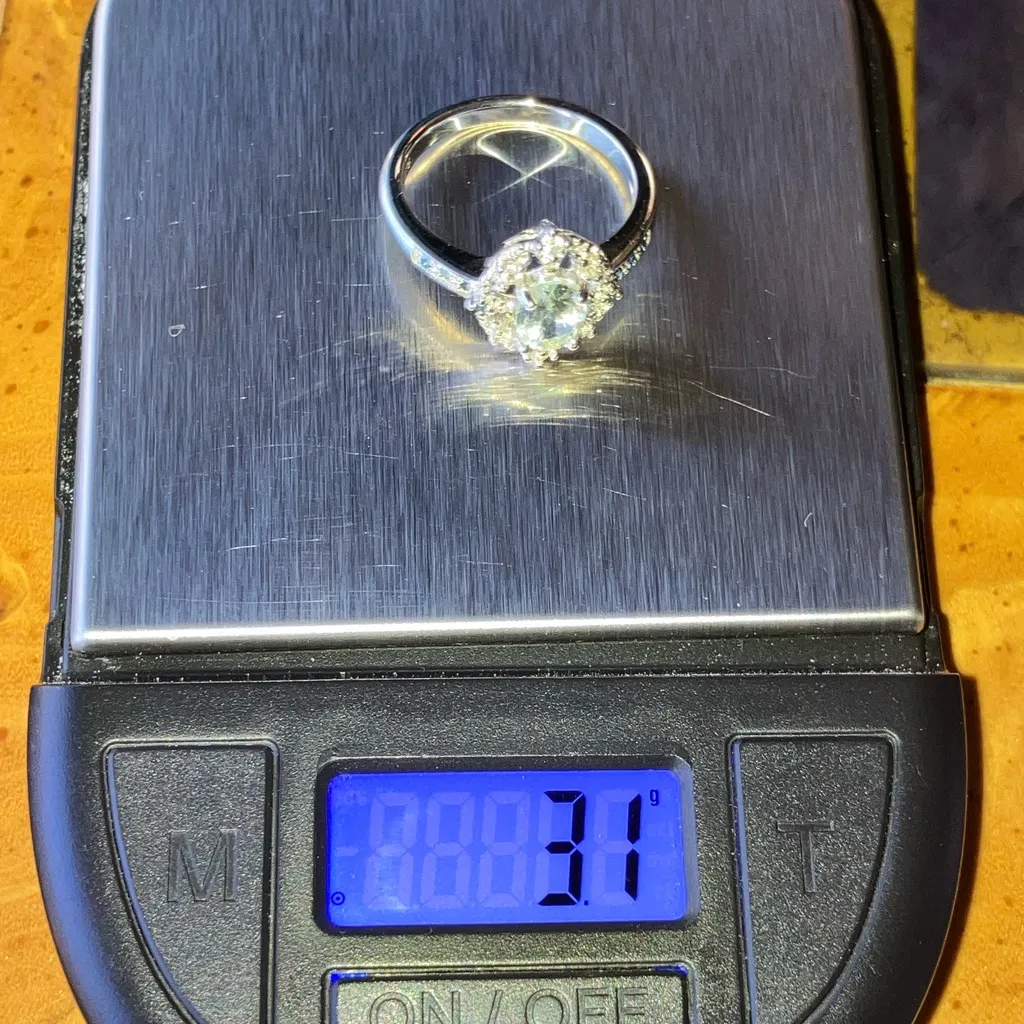 Natural Aquamarine Blue Diamond Sterling Silver Ring Size 6.75 - Image 9