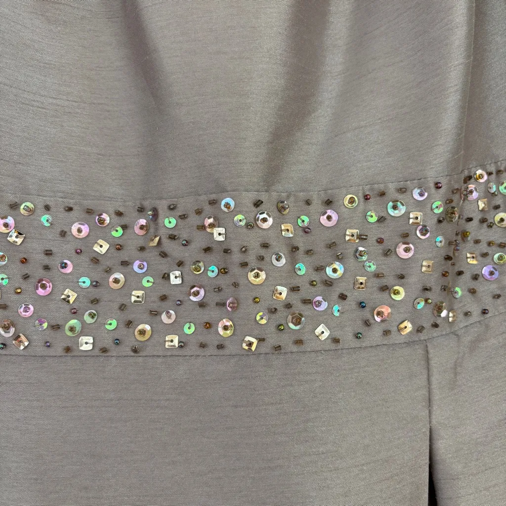 David's Bridal Taupe Beaded Dress and Jacket Set Ensemble Size 12 Wedding Attire - Image 7