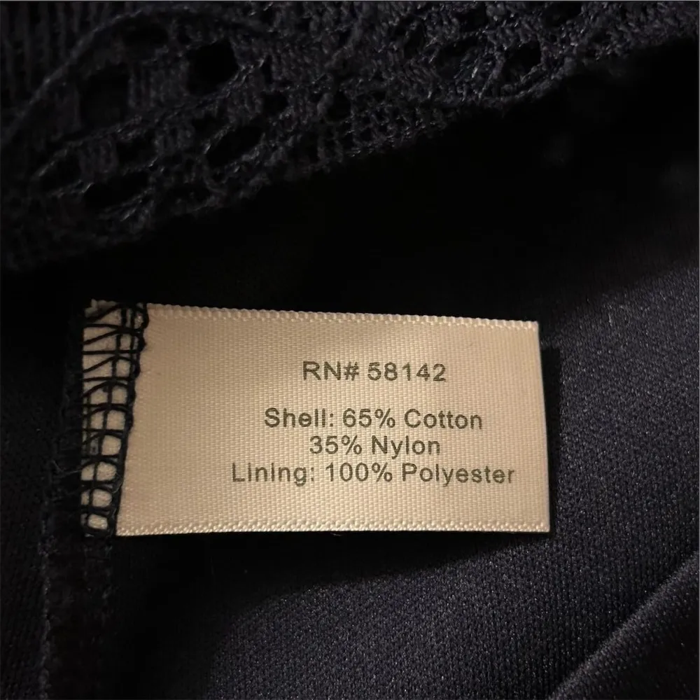 Boston Proper Women's Blue Crochet Lace Flare Sleeve Short Dress Size L - Image 12