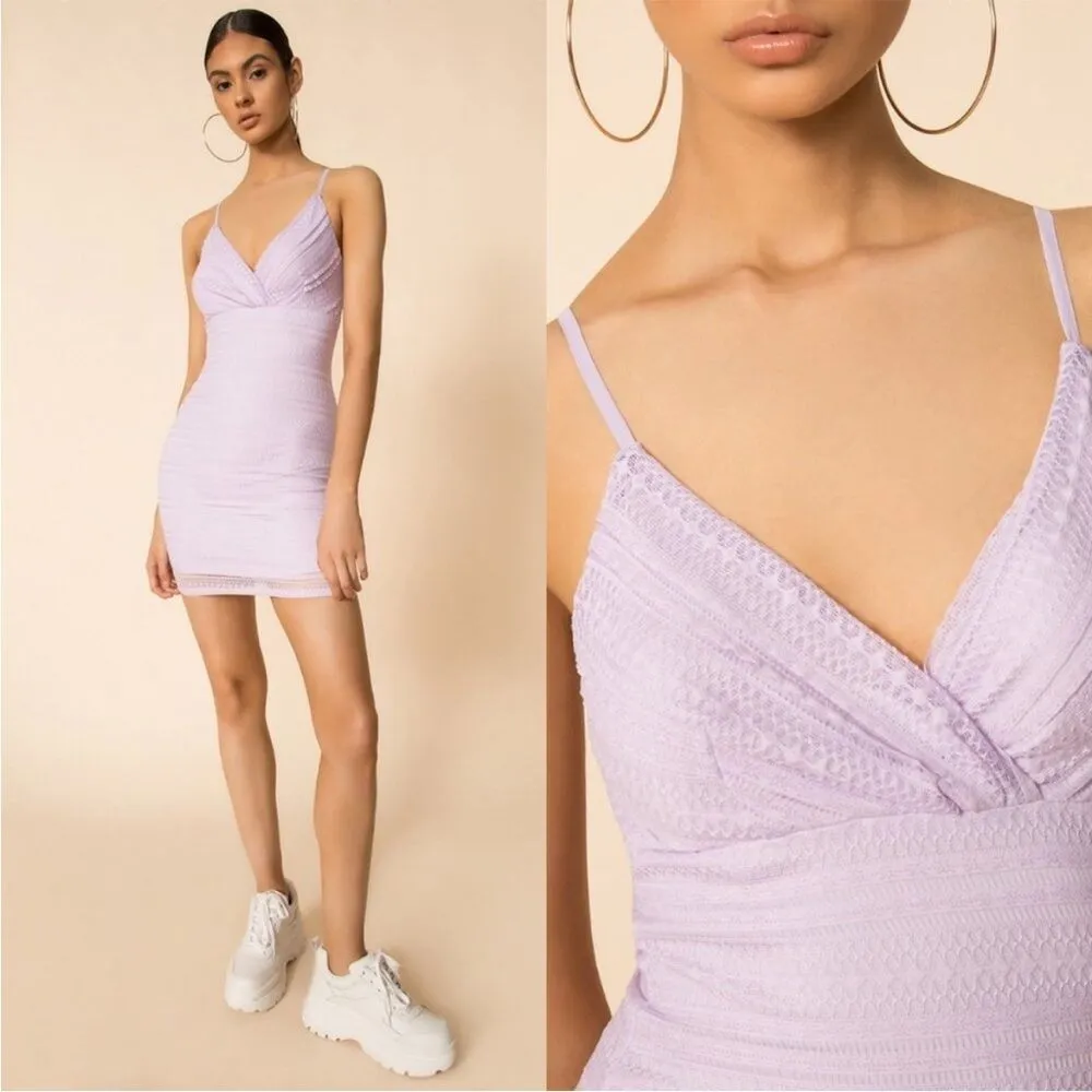 Superdown Carissa Lavender Mini Dress Lace Strappy Party Cocktail Purple SizeXS - Image 3