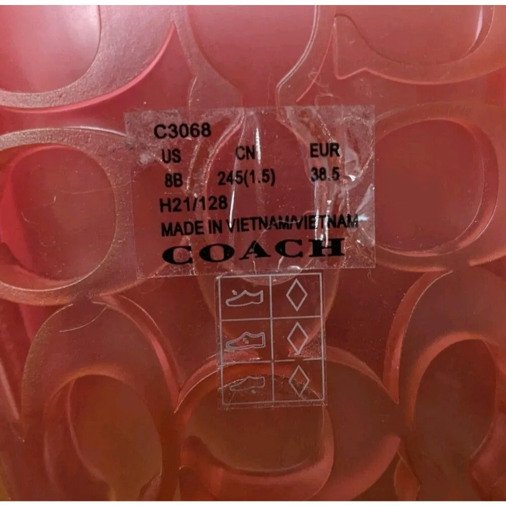 COACH Ulyssa Jelly Clear Rubber Slide Sandal Flip Flop Sz 8 Tangerine Pink Ombre - Image 10