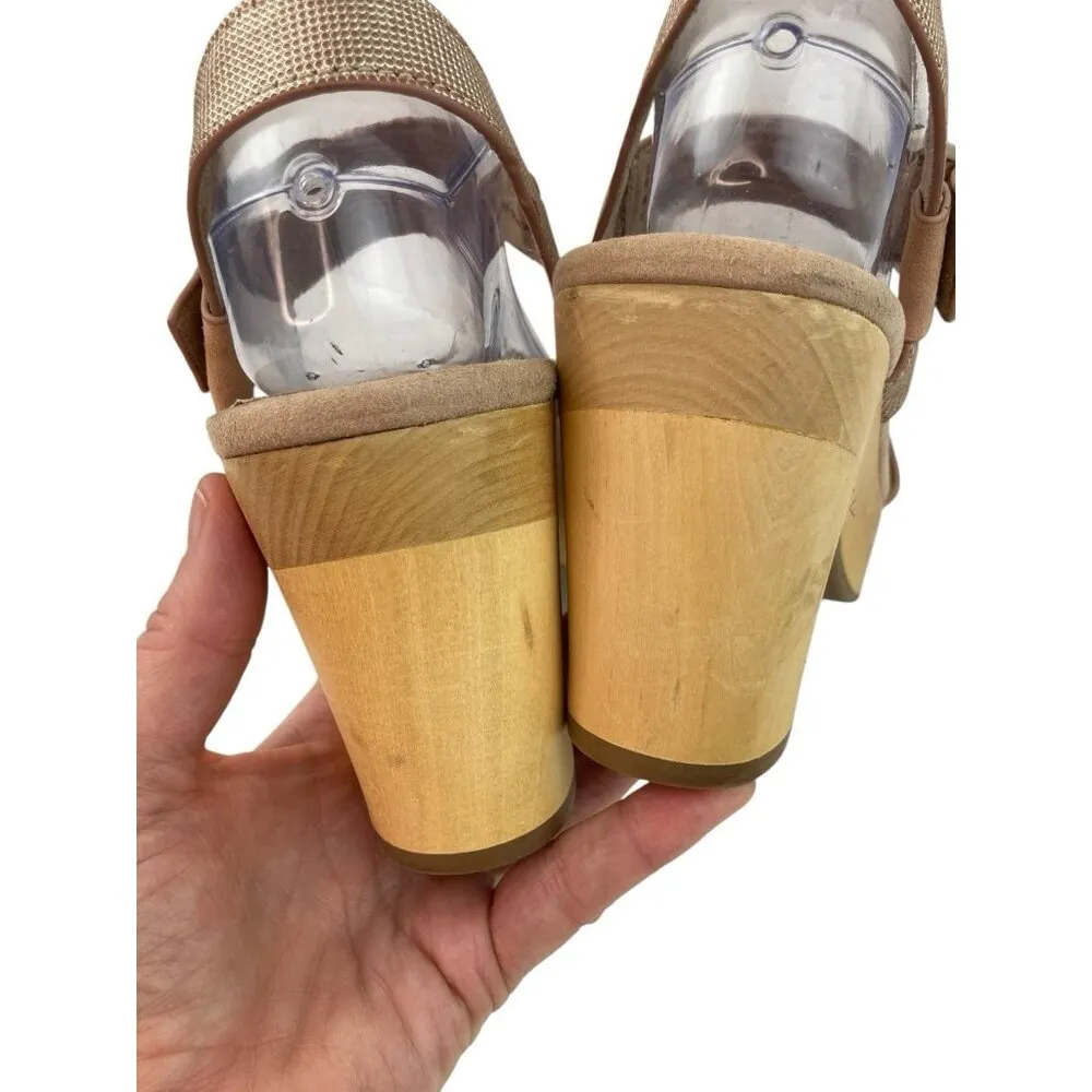 Earth Chunky Platform Sandals Womens 9M Dusty Pink Wood Heel Hippie Festival Size 9 - Image 6