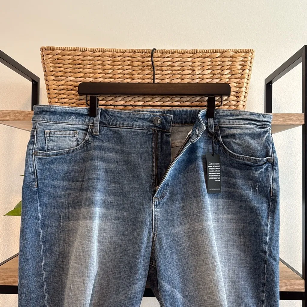 NWT Kut High Rise Bermuda Raw Hem Denim Jean Shorts, 20W - Image 6