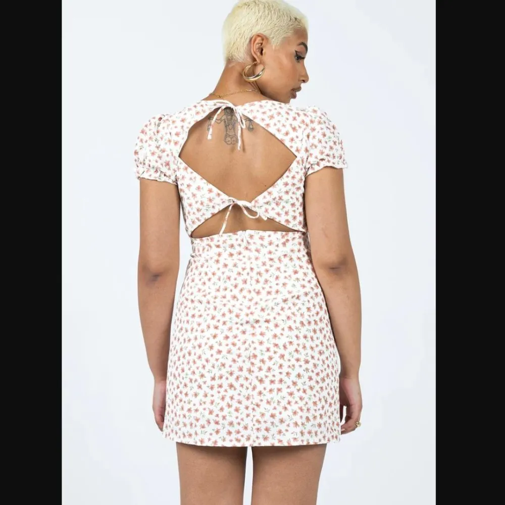 Kacey White & Pink Floral Mini Dress 4 - Image 3