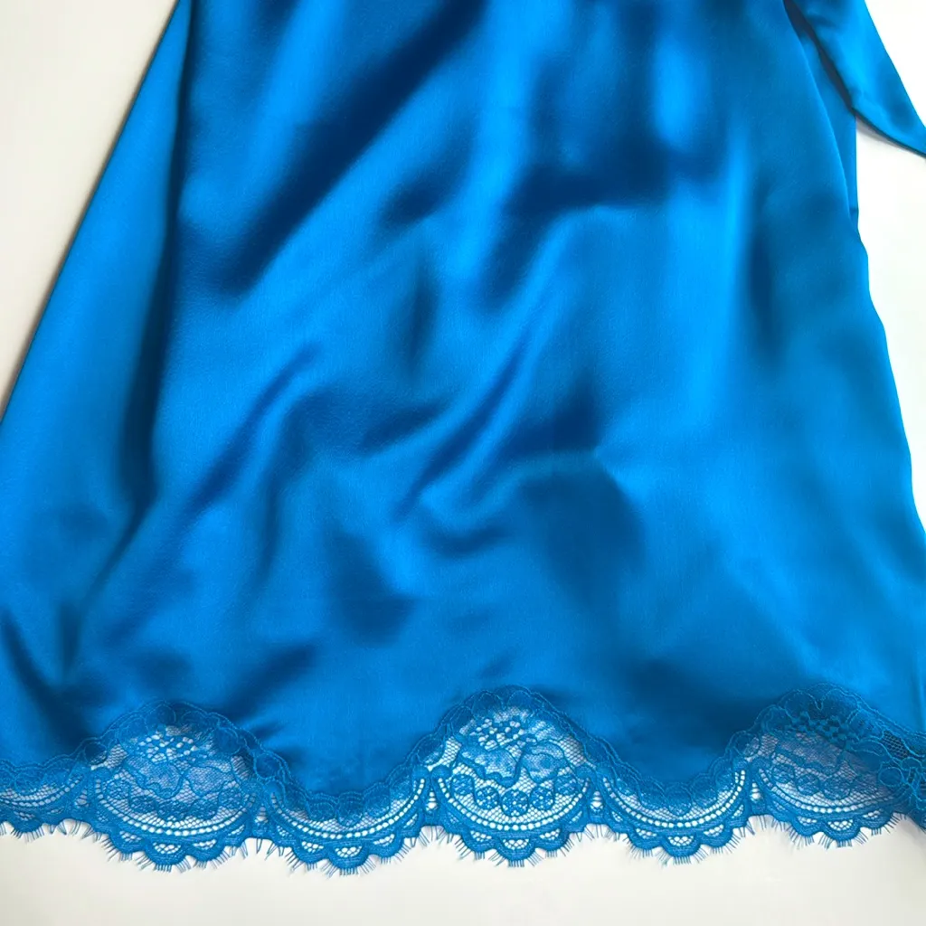 Victoria Secret Satiny Kimono Lace Detail Robe Blue Size Xs/S … - Image 15