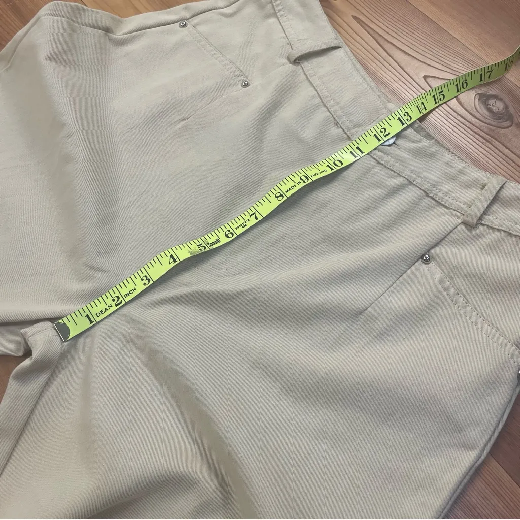 HYFVE Khaki High Rise Wide Leg Lightweight Cotton Denim Trouser Pants Medium New - Image 3