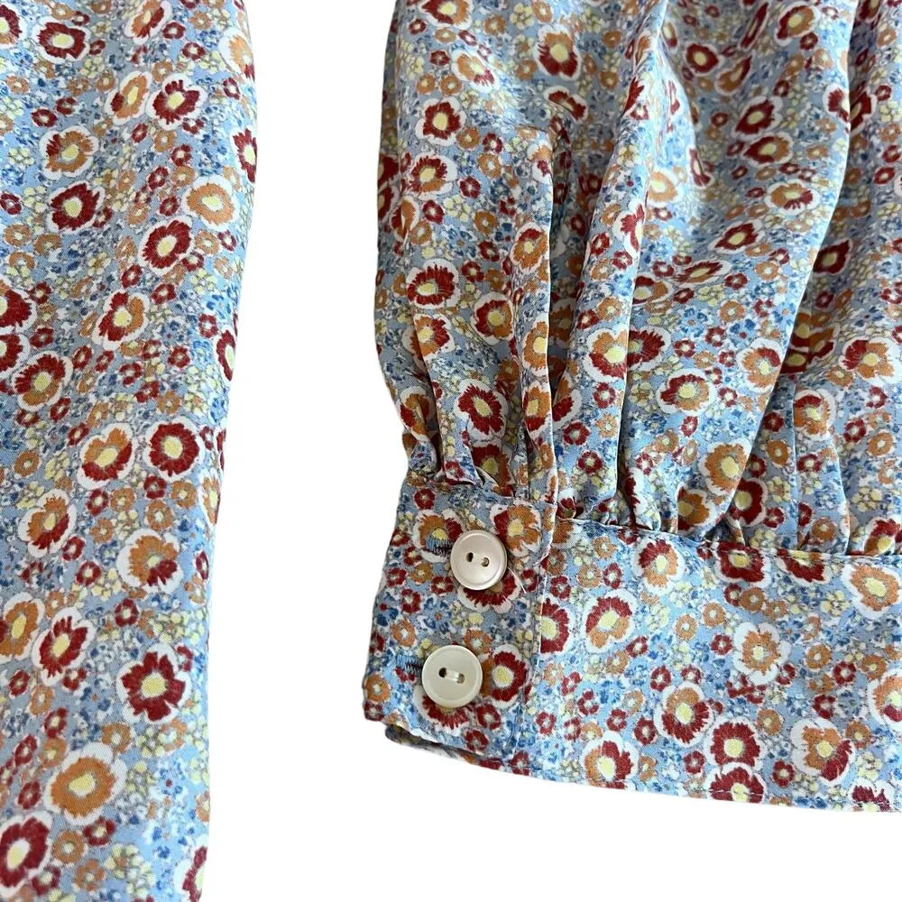 Rebecca Taylor Violet Fleur Silk Floral Print Long Sleeve Drop Waist Mini Dress - Image 6