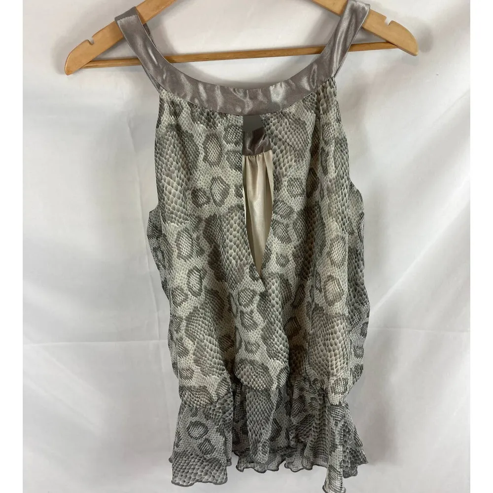 Alexia Admor Snakeskin print chiffon pelplum blouse size medium - Image 5