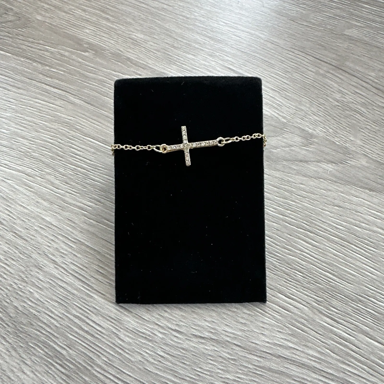 Cross Bracelet Delicate Gold Chain Rhinestone Christian Jewelry Dainty Womens - Image 3