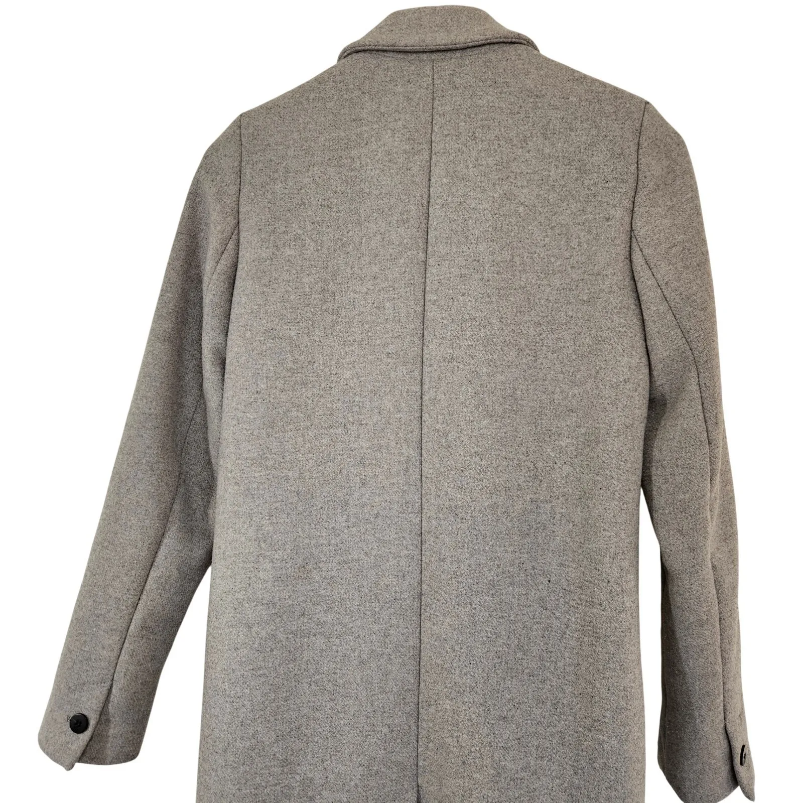 Zara Light Gray Wool Blend Long Pea Coat Xsmall Double Breasted Size XS - Image 10