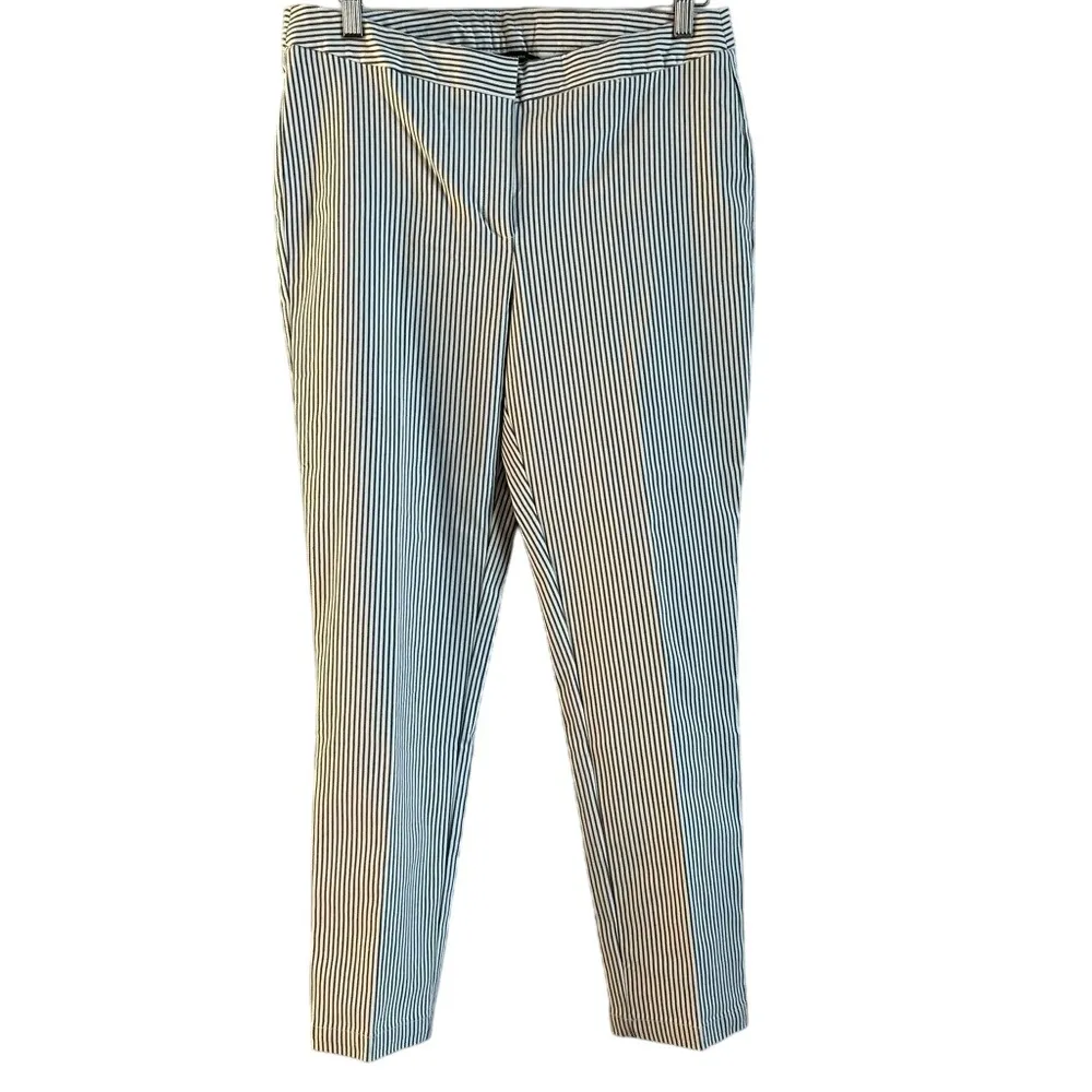 Adrianna Papell‎ Women's 10 Straight Leg Pinstripe Dark Grey/White Work Pants - Image 5