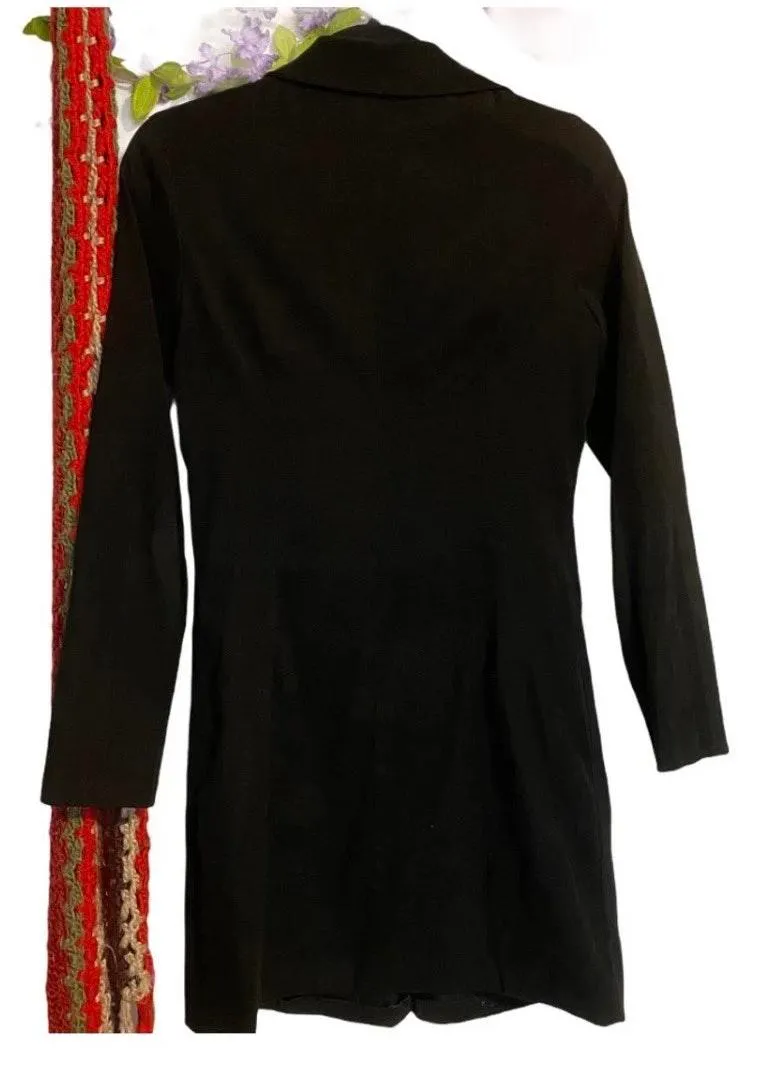 black double breasted maxi formal thin coat, - Image 2