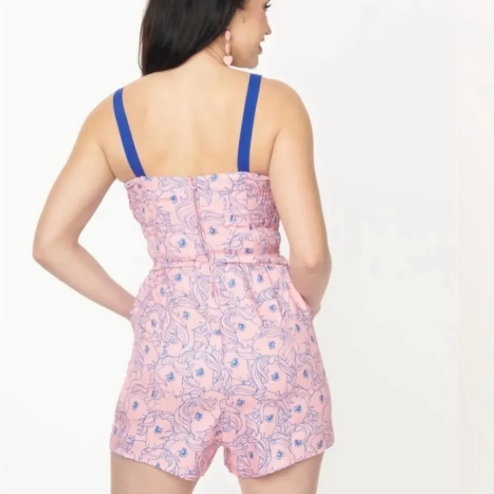 Unique Vintage x My Little Pony Pink & Blue Pony Print Romper Size Small - Image 2