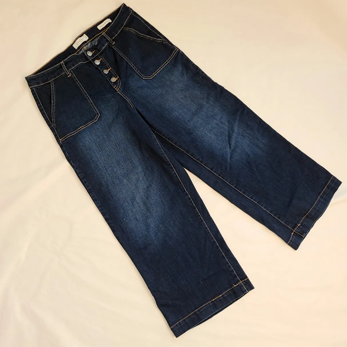 Jessica Simpson  high rise wide leg utility crop jeans dark wash Size 16 - Image 3