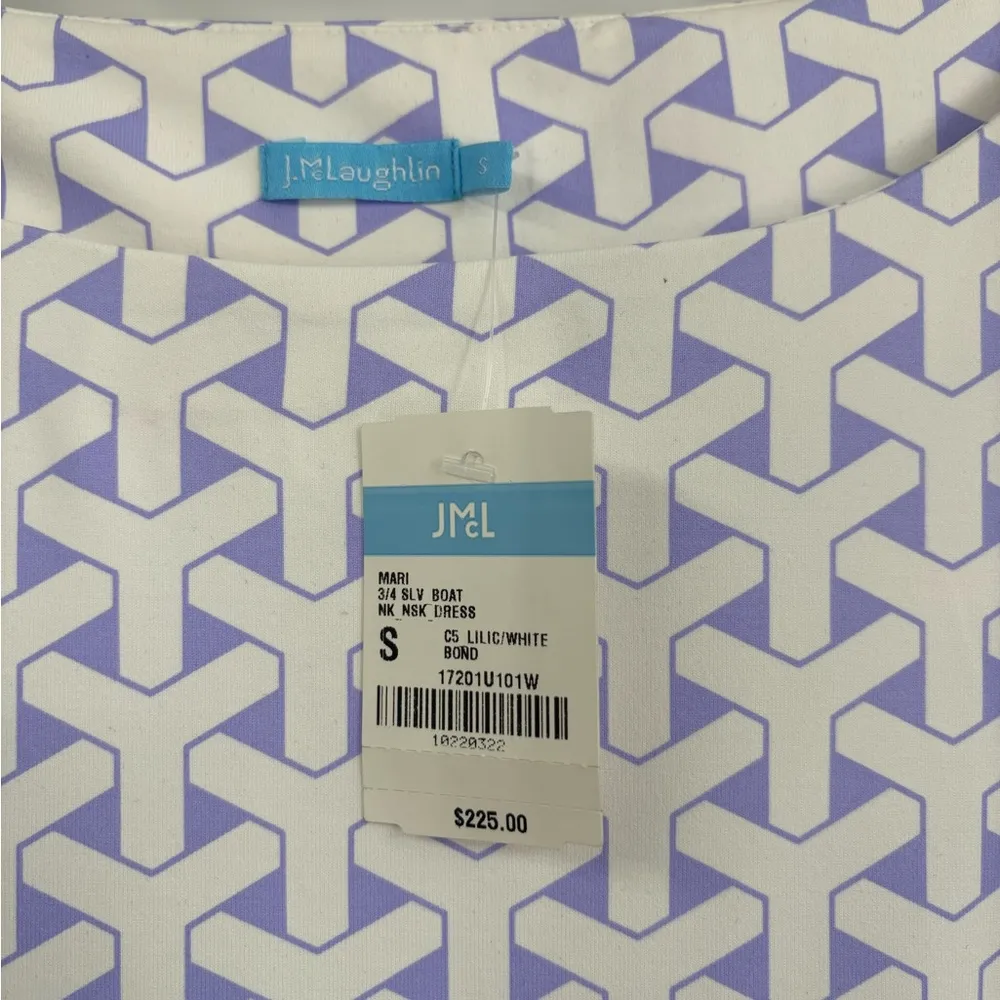 J.McLaughlin Mari boat Geometric shift 3/4 sleeve Catalina cloth Dress small NWT - Image 2