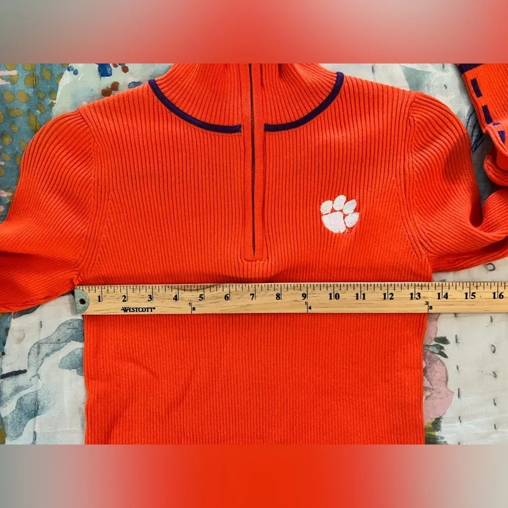 EMERSON STREET S Ribbed Embroidered CLEMSON TIGERS Tailgate Sweater Pullover Orange - Image 10