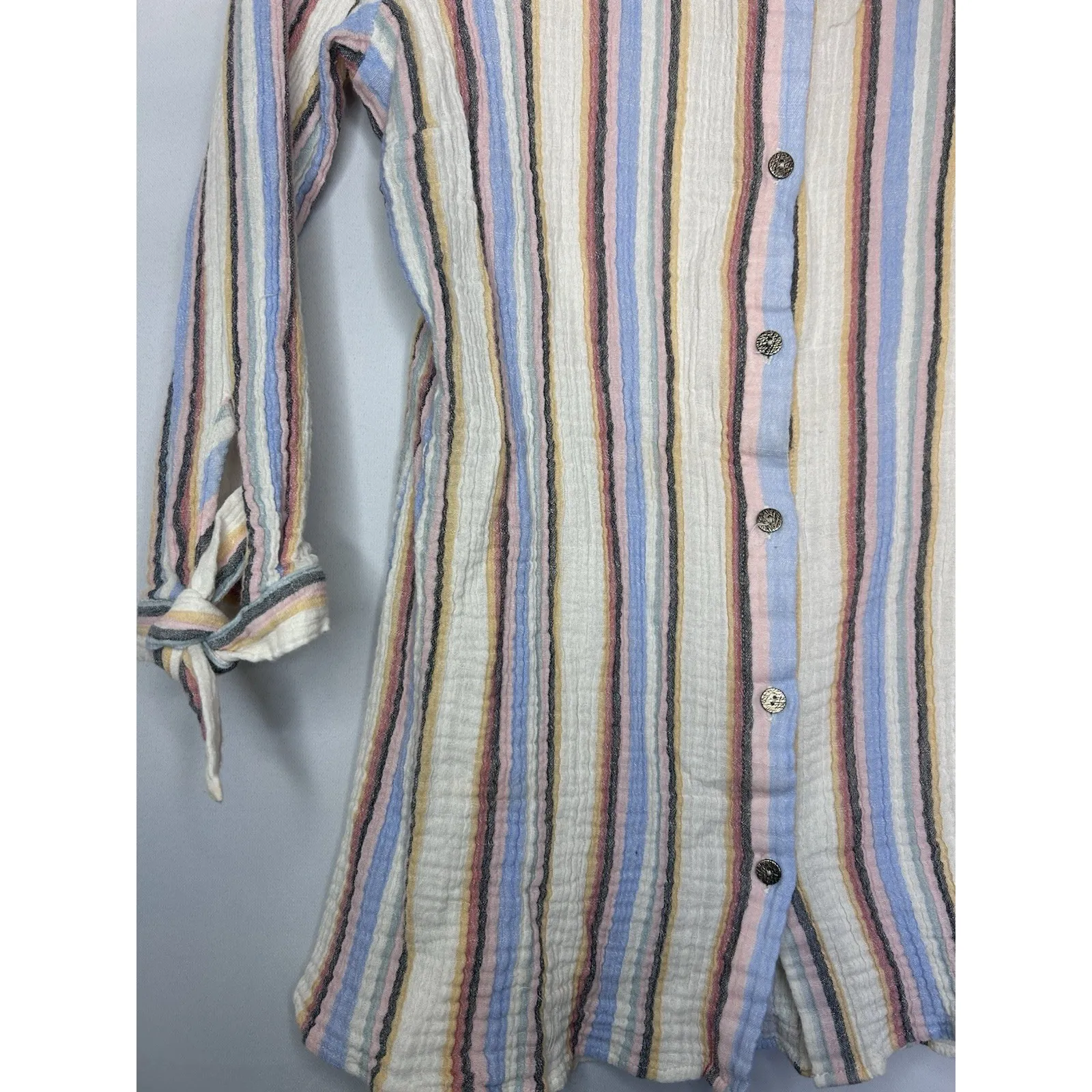 Soft Surroundings Senna Gauze Tunic Shirt Women's Large Button-Up Collar Striped - Image 3