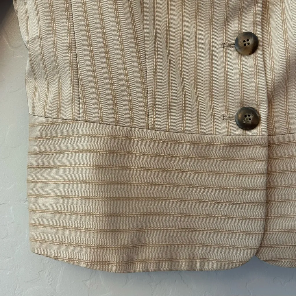 ⭐️Evan-Picone tan striped stretch blazer jacket with 4 button front size 12 - Image 5
