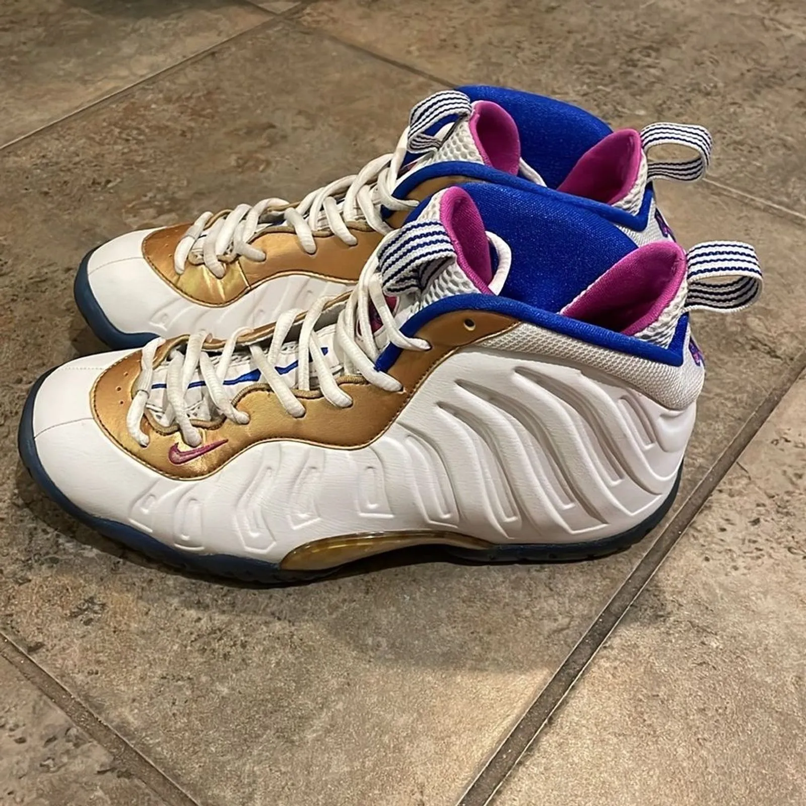 Nike Little Posite One GS Peanut Butter & Jelly Fuchsia Blast 644791-103 Size 6Y - Image 9