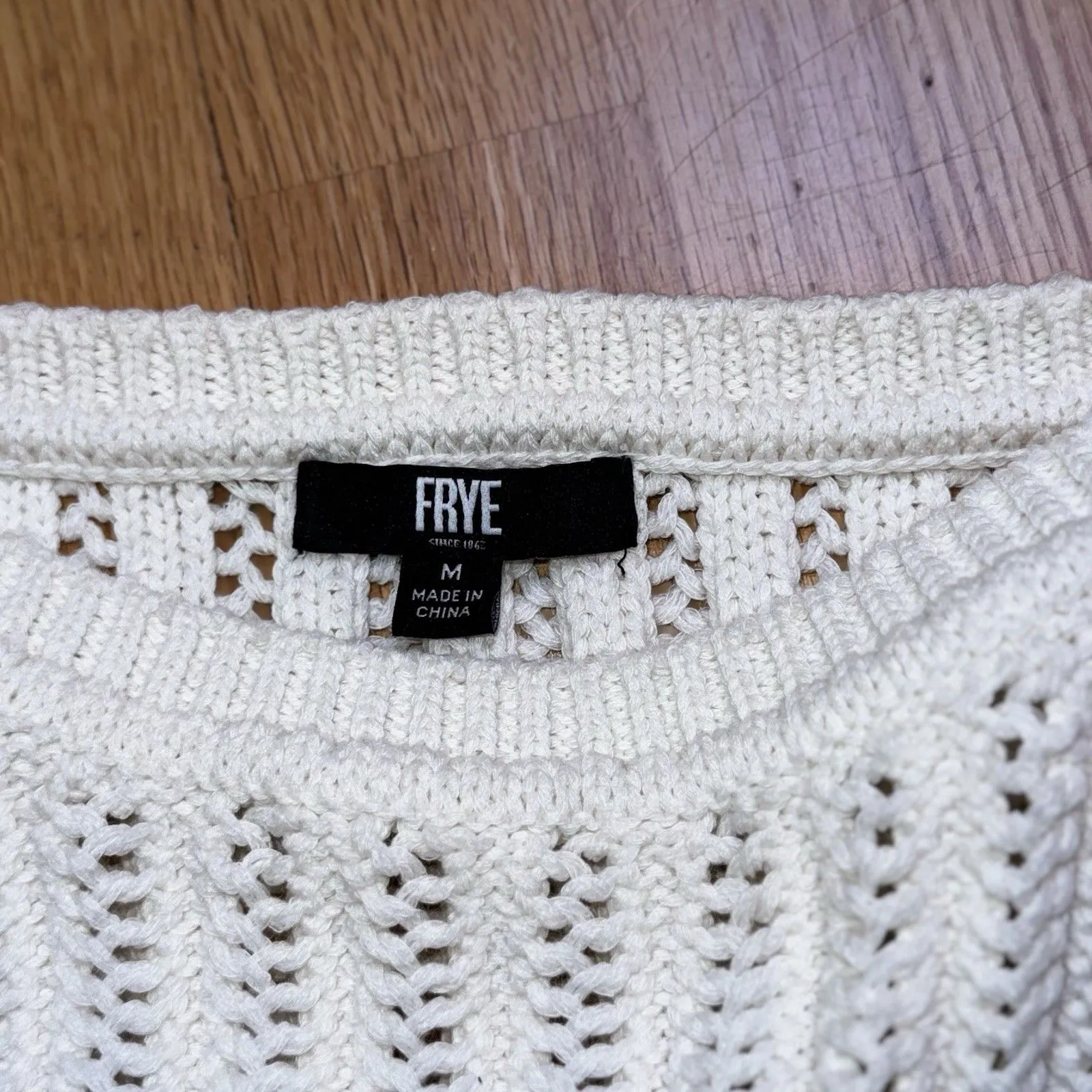 Frye Women’s Chunky Cable Knit Pullover Sweater Cap Sleeve Cream White Sz M EUC - Image 6