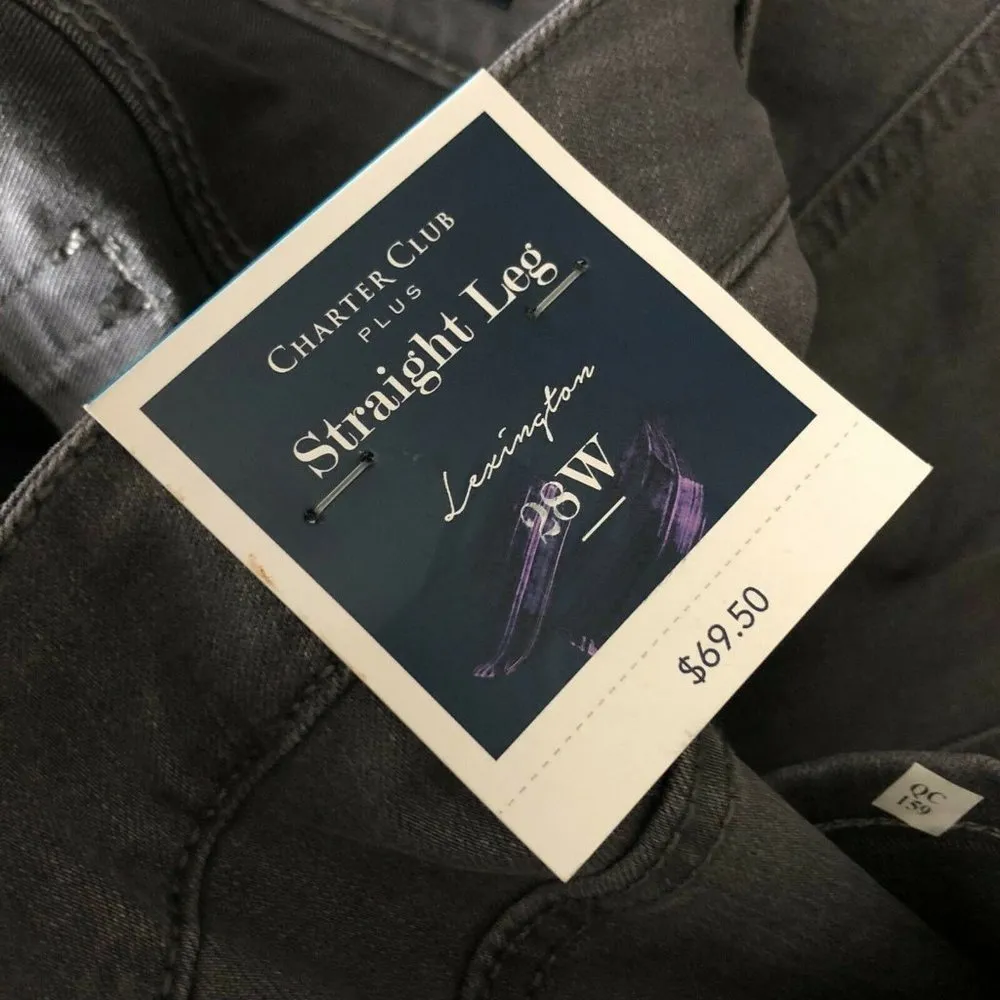Charter Club Womens Jeans Lexington Straight Tummy Slimming Stretch Gray 28W - Image 4