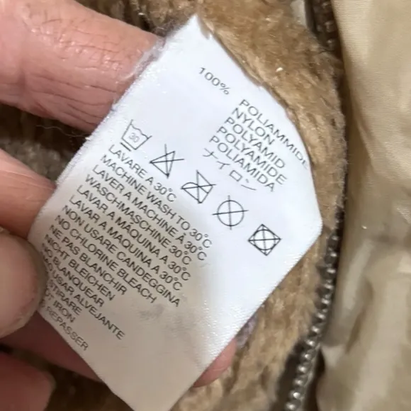 Vtg Y2K Diesel Tan Nylon Bomber Zip Jacket‎ Sz L Sherpa Lined Military Utility - Image 8