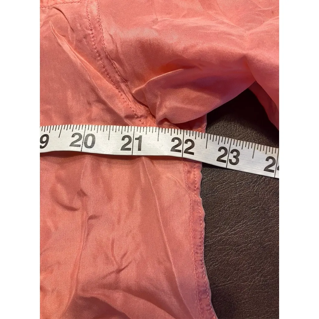 Paul Harris Silk Shirt Women's M Coral Button‎ Up Short Sleeve Pockets Pink Size M - Image 12
