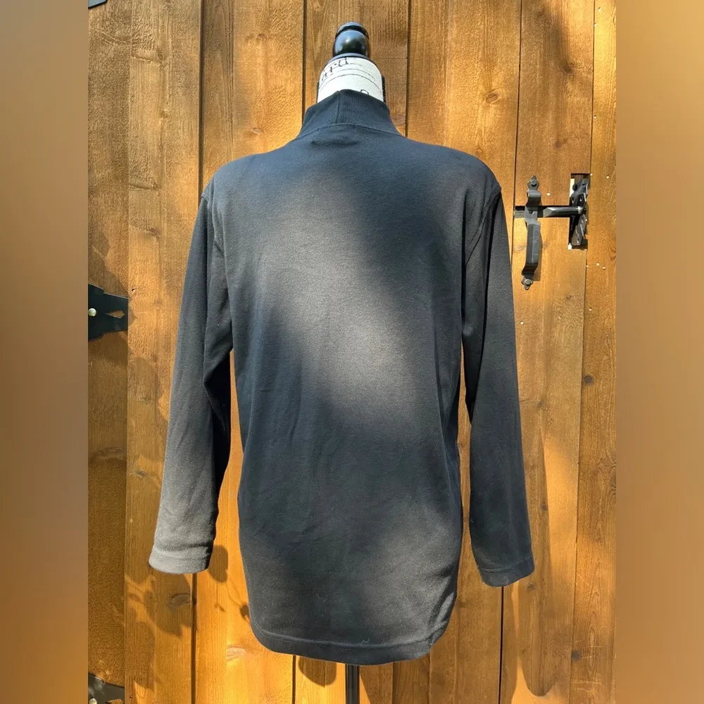 Vintage 90’s Lisa Intl Black Beaded Leopard Long Sleeve Shirt Black Size M EUC Size M - Image 2