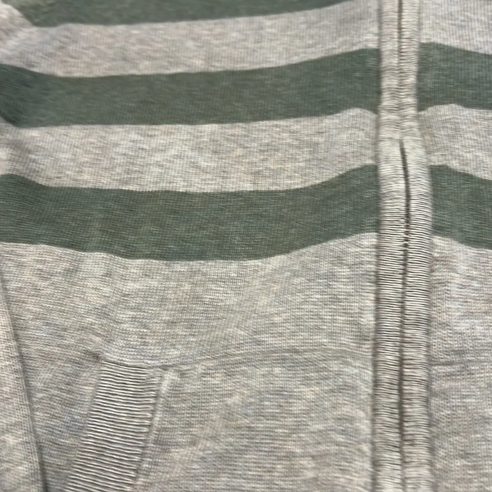 3/$25 Gap size Small Women’s khaki/gray & green Striped Full Zip Hoodie Sweater - Image 2