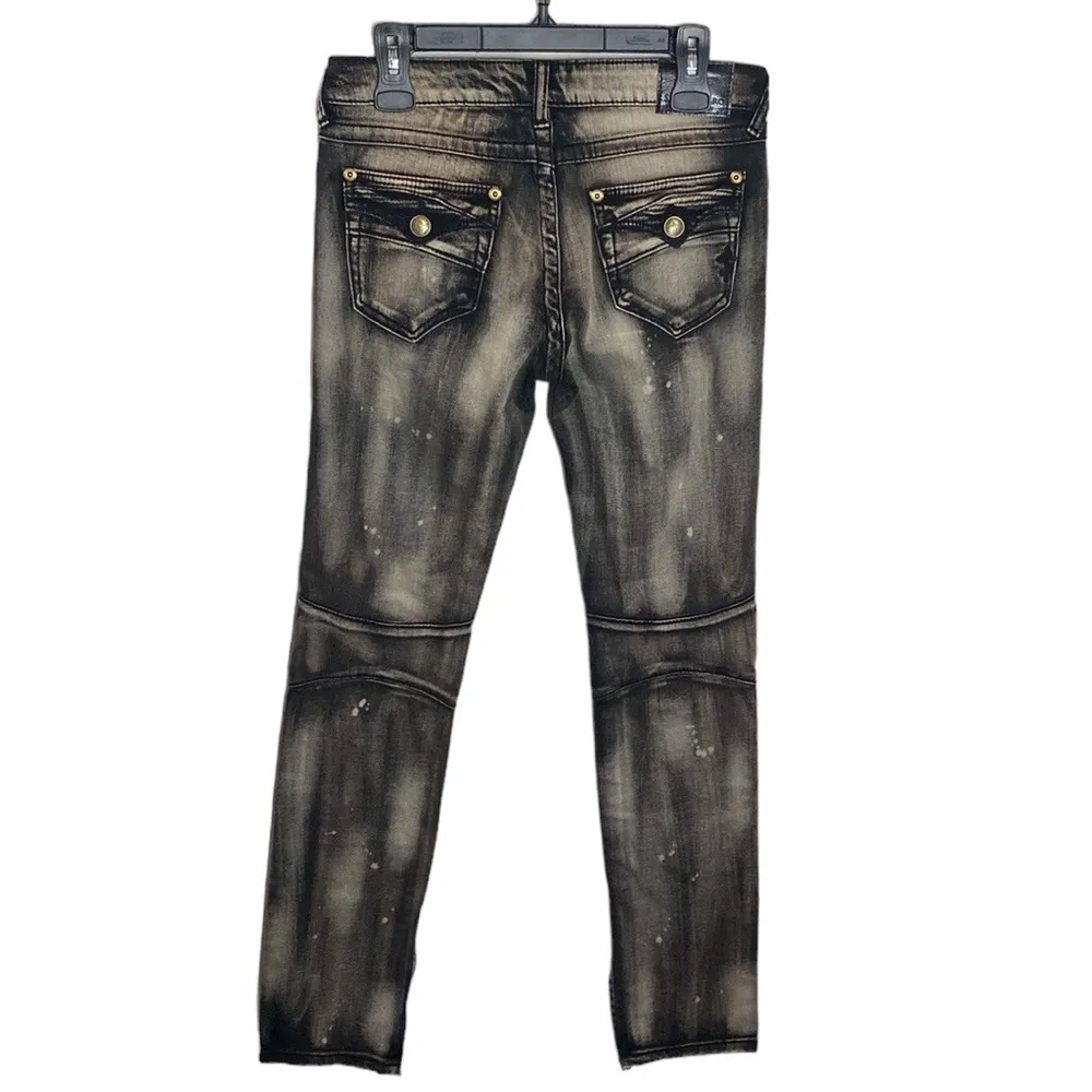 Saint Marc punk bleach detailed Moto futuristic low rise skinny jeans size 29 - Image 3